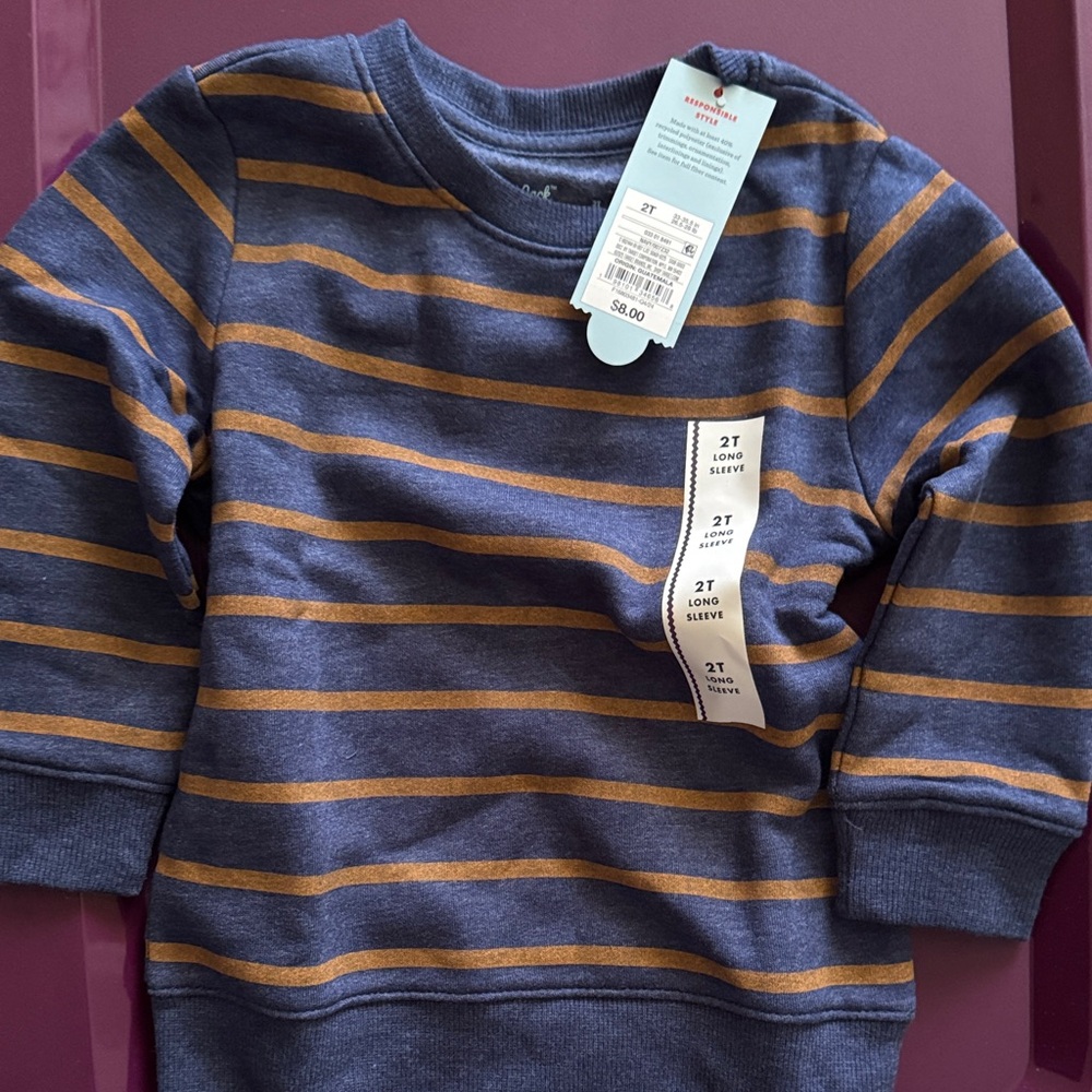 Cat & Jack Blue and Orange Striped Sweatshirt